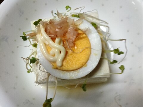 冷奴アレンジ スプラウト&ゆで卵